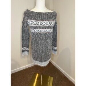 Anthropologie Sleeping On Snow  XS Wool Fuzzy Eyelash Knit Fair Isle Sweater